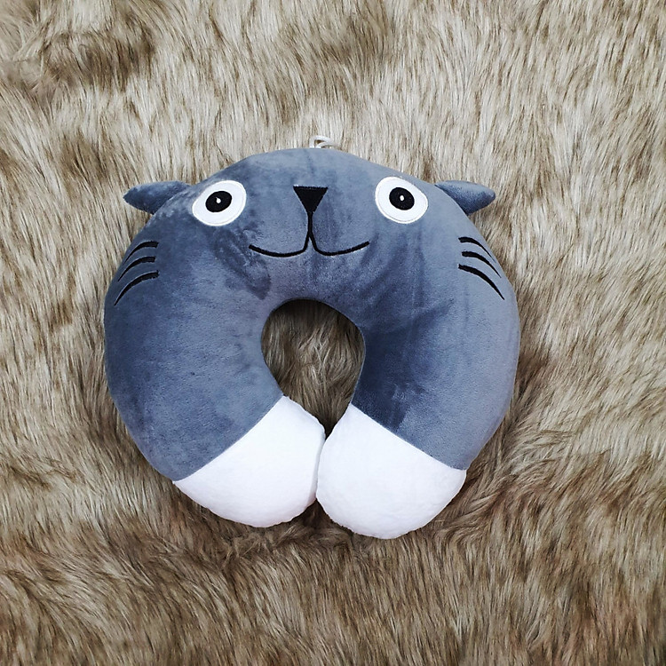 Gối chữ u quàng cổ nhồi bông hình Totoro chân trắng