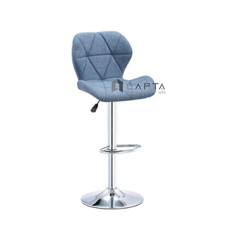 Ghế quầy bar CB2260-F Nội thất Capta Ghế quầy bar quầy giao dịch quầy tiếp khách có lưng tựa nệm vải bố hiện đại nhập khẩu chân thép mạ chrome tăng giảm hcm