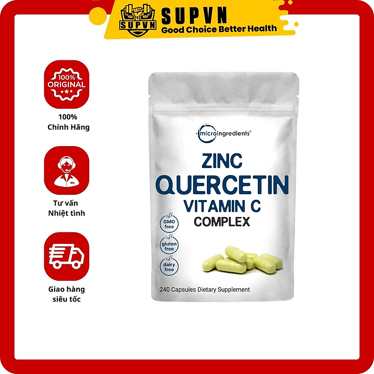 Mua Micro Ingredients Zinc Quercetin with Vitamin C - 240 Viên Hỗ Trợ Sức Khỏe Chống Oxy hóa tại SUPVN Fitness
