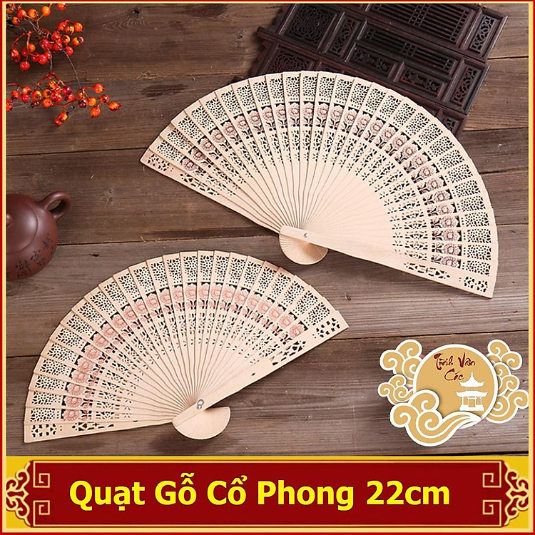 Quạt Cổ Phong Nan Gỗ Xếp Cầm Tay Phong Cách Cổ Trang Trung Quốc - Ảnh 5