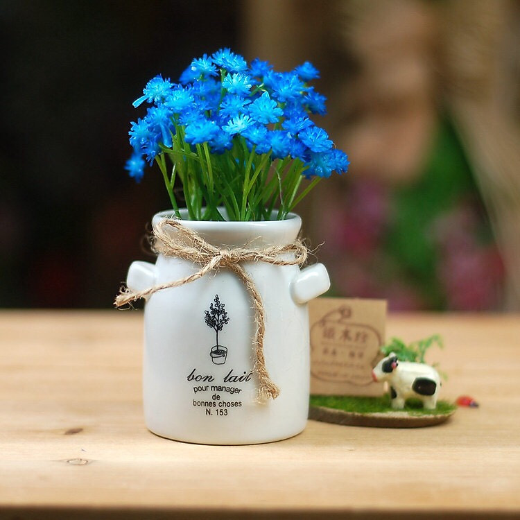 Chậu sứ hoa giả hình tai thỏ màu Xanh lam 1039