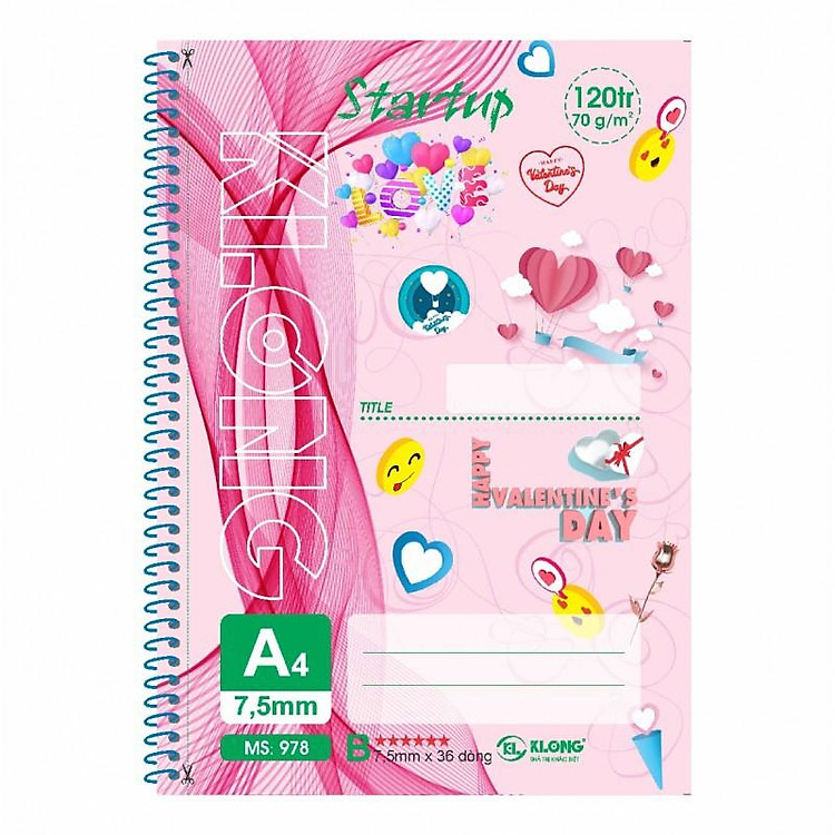 Sổ Kẻ Ngang Lò Xo Xé Đơn Startup KLONG A4 (120 trang) - Ảnh 3