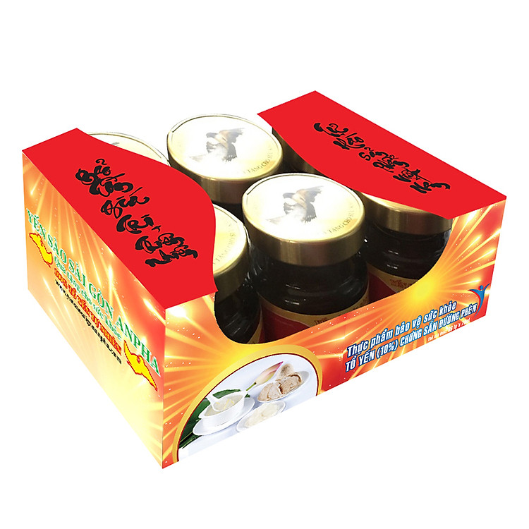 Tổ Yến Chưng Sẵn Đường Phèn 10% - Yến Sào Sài Gòn Anpha (6 Lọ / Lốc)
