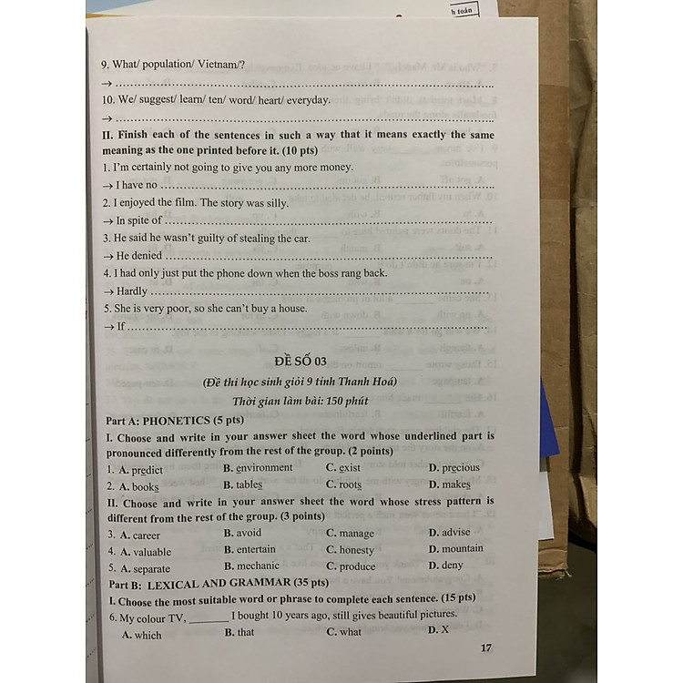 Tuyển chọn đề thi học sinh giỏi trung học cơ sở môn Tiếng Anh Quyển 2 - Ảnh 4