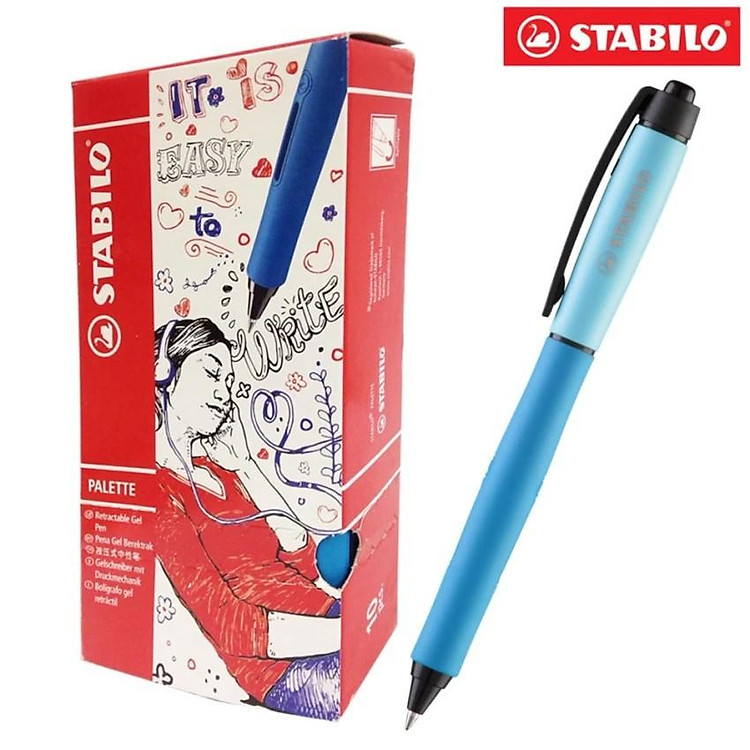 Hộp 10 Bút bi gel STABILO Palette 268 XF 0.5mm (GP268XF/10) - Đỏ