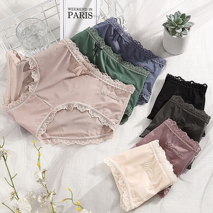 Quần lót nữ thun lạnh trơn viền ren siêu đẹp 2265 – Mềm mượt, co giãn, thoáng mát