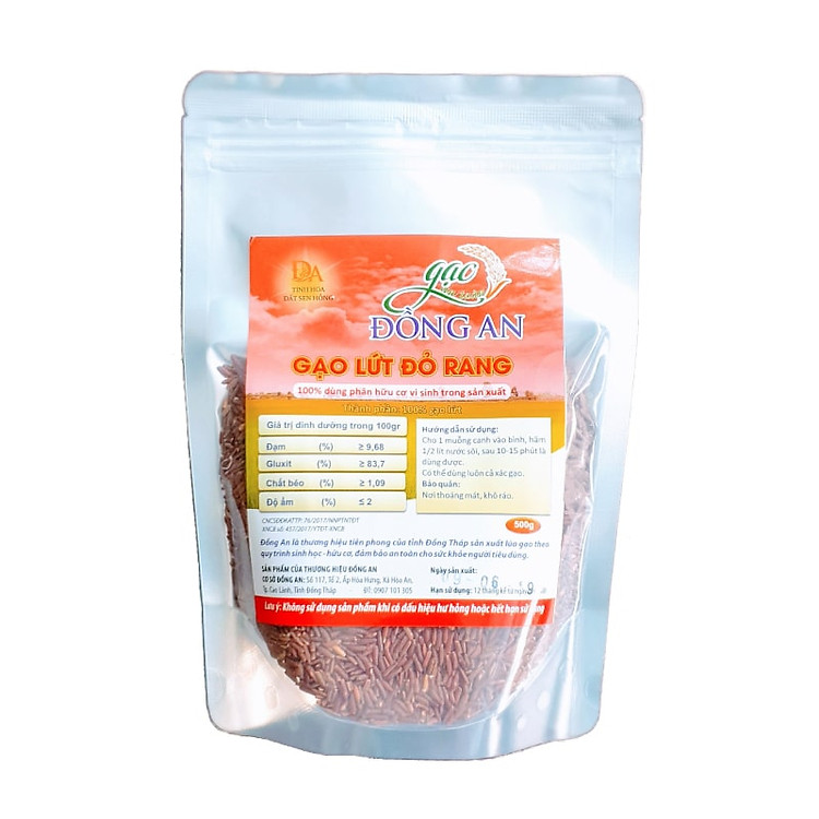Gạo Lứt Đỏ Rang (0.5 kg) - Canh Tác Hữu Cơ - Gạo An Toàn Đồng An