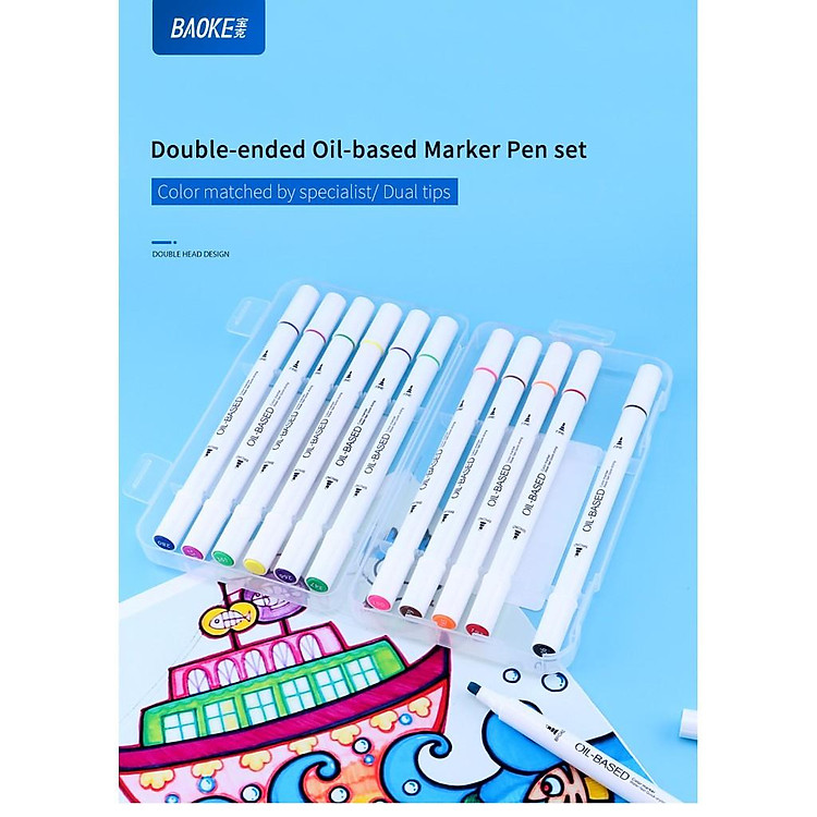 Bút Lông Tô Màu 2 Đầu Baoke MP2923 (12 màu) - Ảnh 7