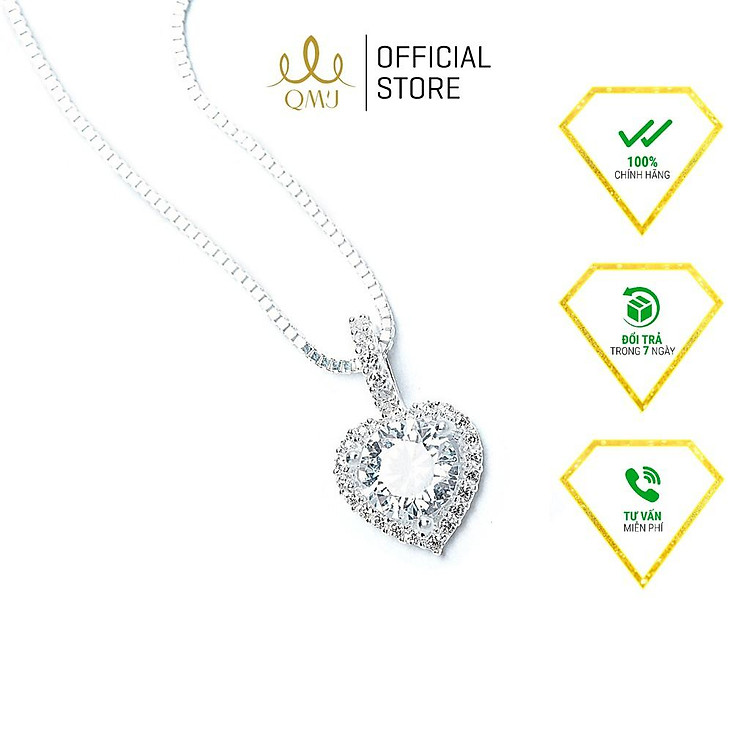 Dây chuyền bạc QMJ Tim xinh nạm đá tinh xảo, bạc 925 cao cấp - Q149