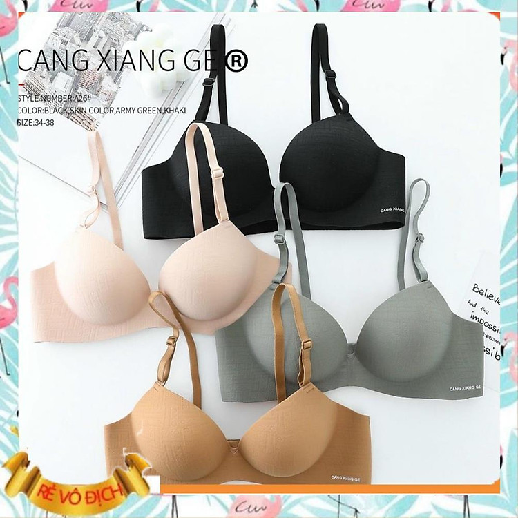 Áo ngực su đúc, Áo lót nữ không gọng nâng đẩy, đệm mút 3cm, họa tiết CXG chìm, Mã A5689