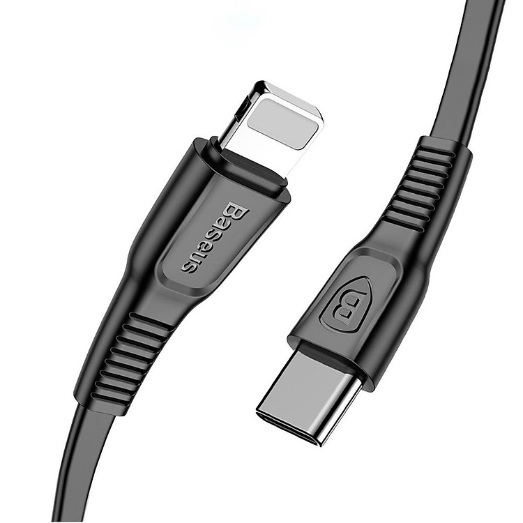 Cáp sạc nhanh và truyền dữ liệu tốc độ cao Type C - Lightning Baseus Tough Series cho iPhone 8/ 8 Plus/ iPhone X (18W, PD Quick Charging, Cáp dẹp chống rối) - Hàng Chính Hãng