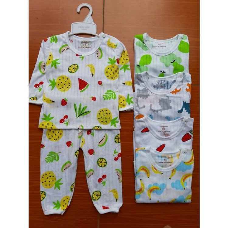 Set 5 bộ đồ dài tay chất vải cotton giấy cho bé