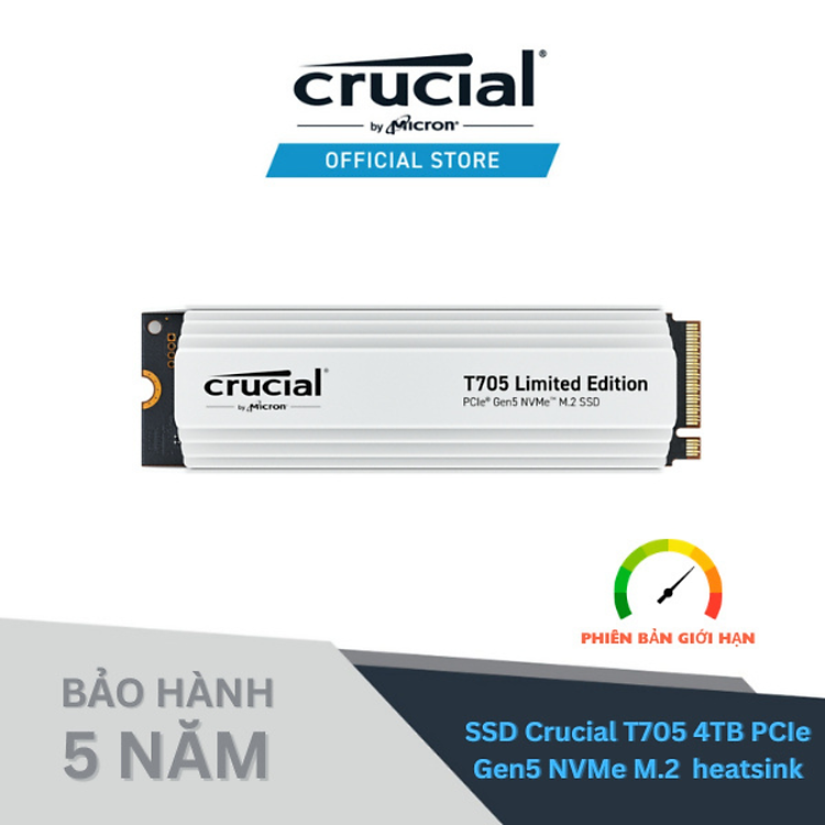 SSD Crucial T705 with limited edition white heatsink M.2 PCIe NVMe 4TB Gen5 - CT4000T705SSD5- HÀNG CHÍNH HÃNG
