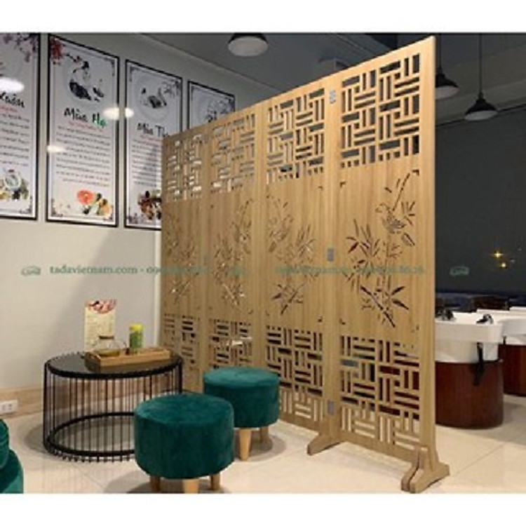 Vách ngăn bình phong vân gỗ hình cây trúc