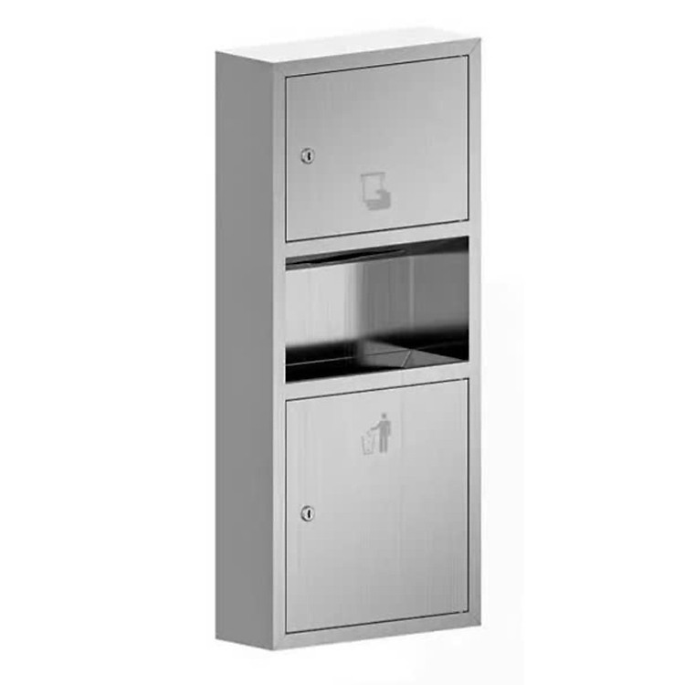 Hộp đựng giấy kết hợp thùng rác, chất liệu SUS304, màu Inox, kích thước 750*300*140mm, hiệu Trevi