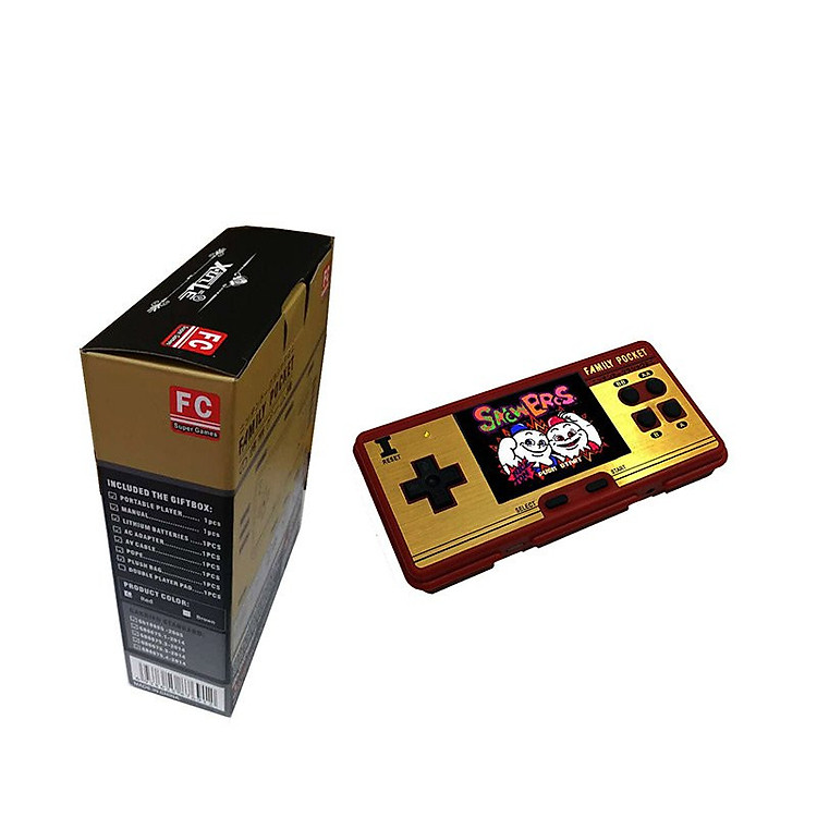 Máy chơi game cầm tay mini Promax Family Pocket FC NES màu đỏ và trắng cùng 638 trò chơi - Hàng chính hãng