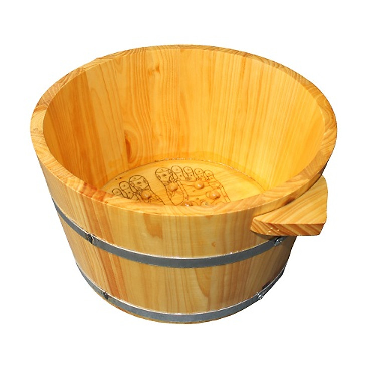 CHẬU NGÂM CHÂN GỖ THÔNG - MẪU HÌNH BÀN CHÂN CÓ HẠT MASSAGE