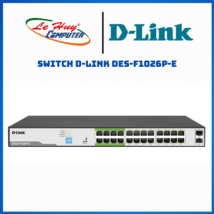 Bộ Chia Mạng Switch D-Link DES-F1026P-E 26 Cổng 10/100Mbps với 24 Cổng PoE và 2 Cổng Uplink - Hàng Chính Hãng