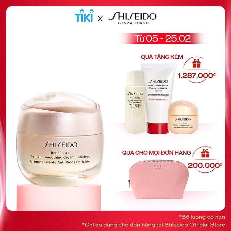Kem dưỡng da chống lão hóa giàu ẩm Shiseido Benefiance Wrinkle Smoothing Cream Enriched 50ml