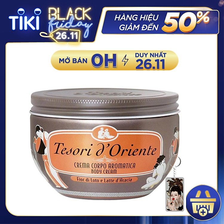 Kem dưỡng thể hoa sen Tesori D' Oriente Lotus Flower 300ml + Móc khóa