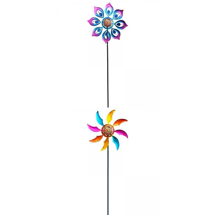 2x 47in Windmill Decoration Iron Art Craft Pinwheel for Garden Lawn