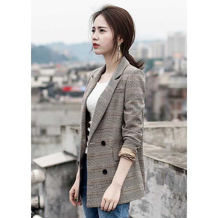 Áo Khoác Vest, Blazer Nữ NA23 Sọc Caro