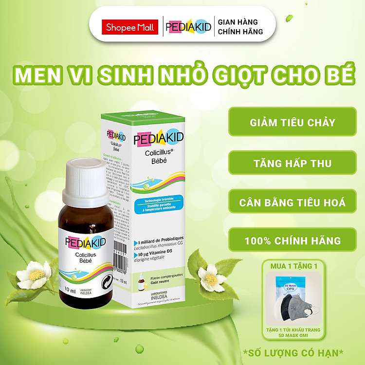 Men Vi Sinh Cho Bé Pediakid Colicillus Bébé - Bổ Sung Lợi Khuẩn, Giảm Tiêu Chảy, Táo Bón, Cân Bằng Hệ Tiêu Hoá (10ml)