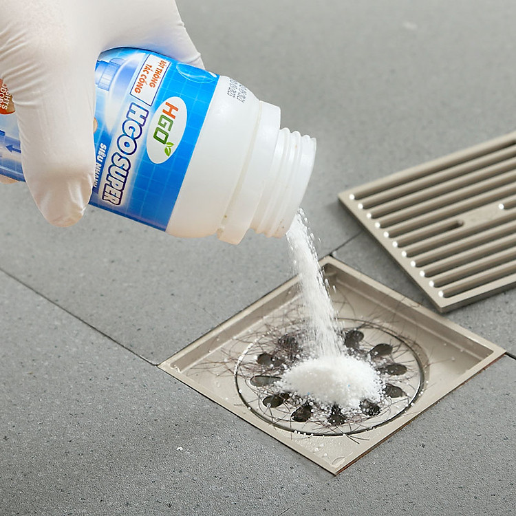 Bột thông cống cực mạnh HGO SUPER bột thông bồn cầu, bồn rửa bát, đường ống, chai 250gram