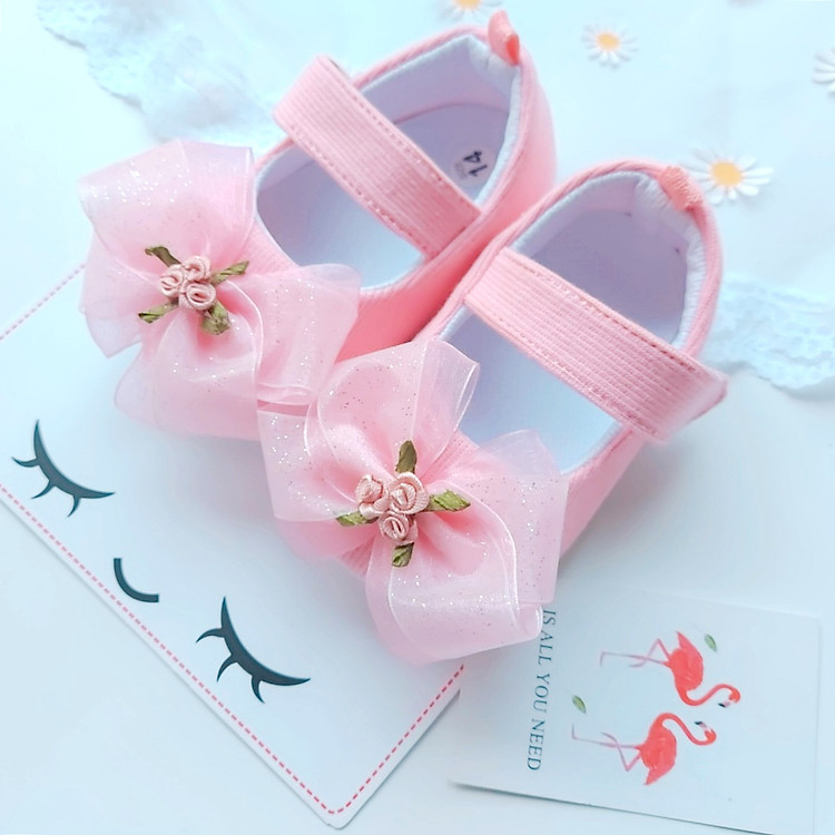 Giày Tập Đi Bé Gái Màu Hồng Xinh Xắn _ Bé 0 - 15 Tháng.