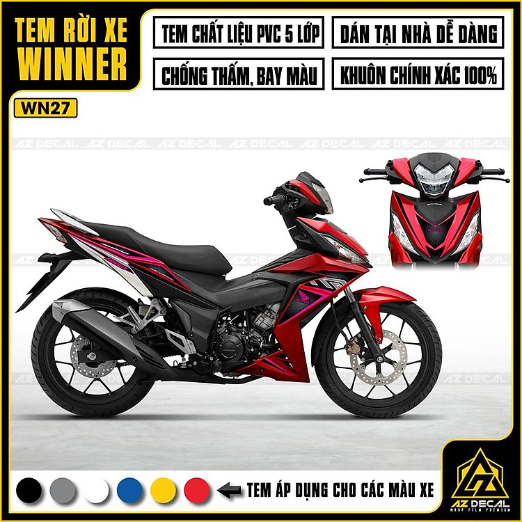 Tem Rời Dán Xe Winner V1 / 150 Mẫu Supra | WN27 | Decal Chế Xe Máy Chất Liệu PVC Cao Cấp - Hồng Đen