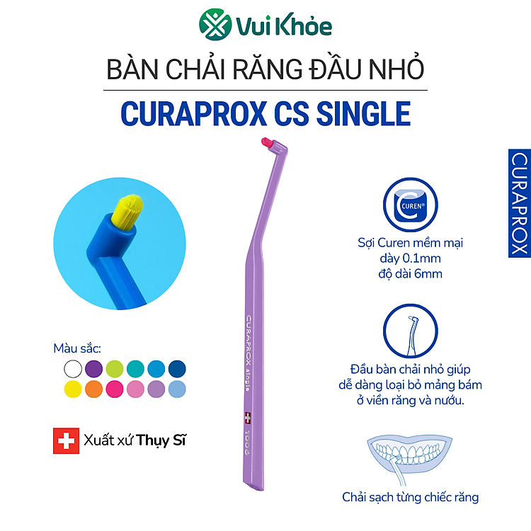 Bàn chải răng Curaprox CS 1006 Single dành cho răng niềng, implant | Vỉ 1 cây | Mã SP 73310006
