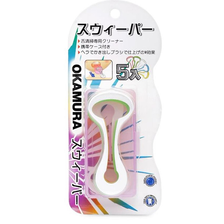Dụng cụ cạo lưỡi cao cấp Nhật gói 5 chiếc - Okamura (Japan)