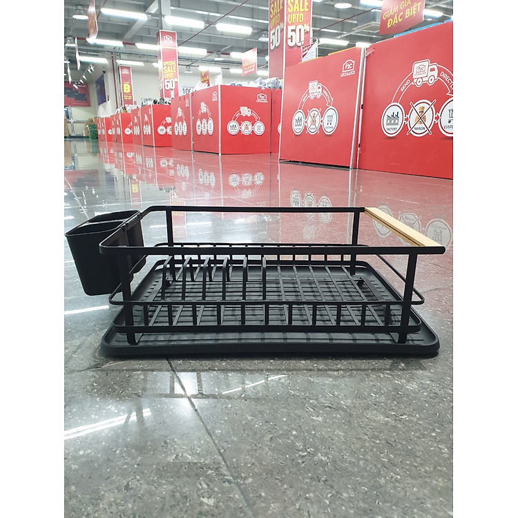 Kệ Đựng Chén Dĩa (Chén Bát) 1 Tầng Bằng Sắt Sơn Tĩnh Điện LWR138BLK (hàng chính hãng)
