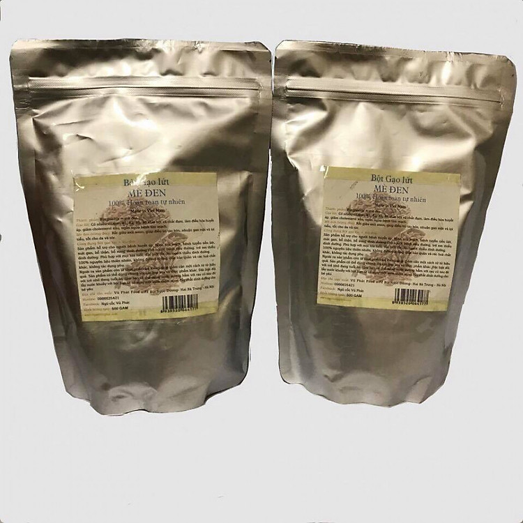 Combo 2 bịch Bột gạo lứt mè đen vũ phát 500 gam/bịch