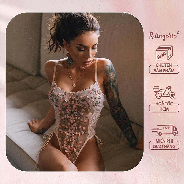 Bộ Bodysuit Hoa Nữ Tính - B.Lingerie
