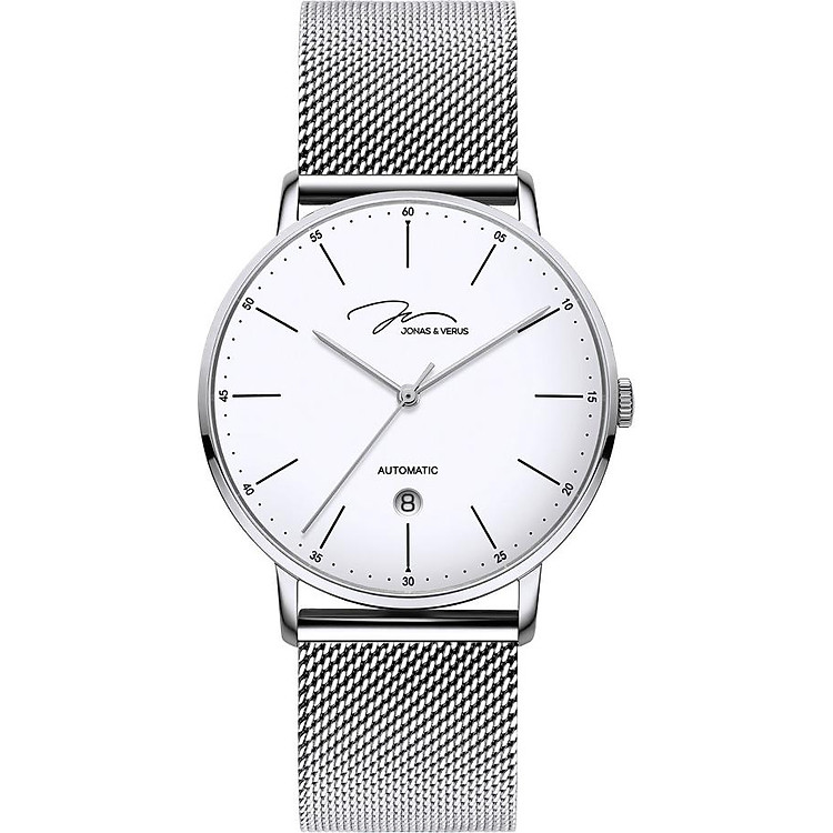 Đồng hồ đeo tay Nam hiệu JONAS & VERUS Y01544-A0.WWWBW, Máy Cơ (Automatic), Kính mo tráng sapphire hạn chế trầy xước, Dây lưới thép không gỉ 316L