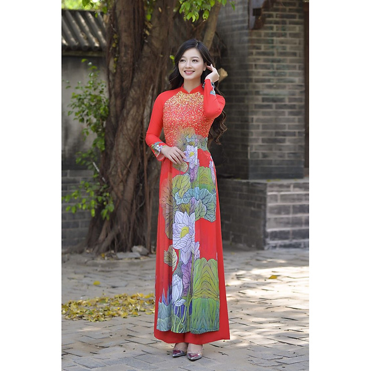 Áo dài truyền thống hoa sen - KT2646