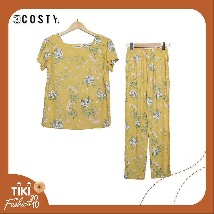 Bộ Đồ Nữ Mặc Nhà, Bộ Đồ Ngủ Thiết Kế Tole (Lanh) Cổ Ngang Quần Dài – 3COSTY. B3DCN Nhiều Họa Tiết