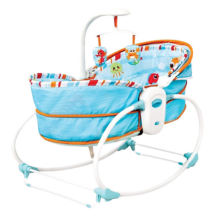 Nôi Rung Kiêm Ghế Bập Bênh 5 Trong 1 Mastela 6033 - Xanh họa tiết
