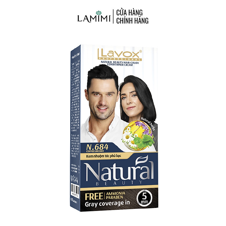 Kem Nhuộm Phủ Bạc Tóc Natural Siêu Dưỡng Lavox 40gx2