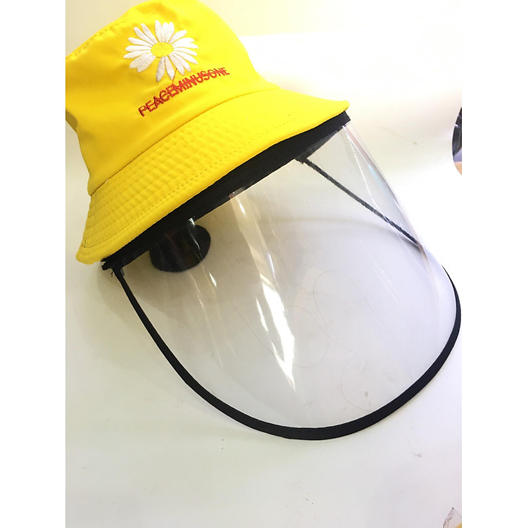 Nón vải có kính nhựa bảo vệ mắt chống giọt bắn Virus, khói bụi - màu vàng