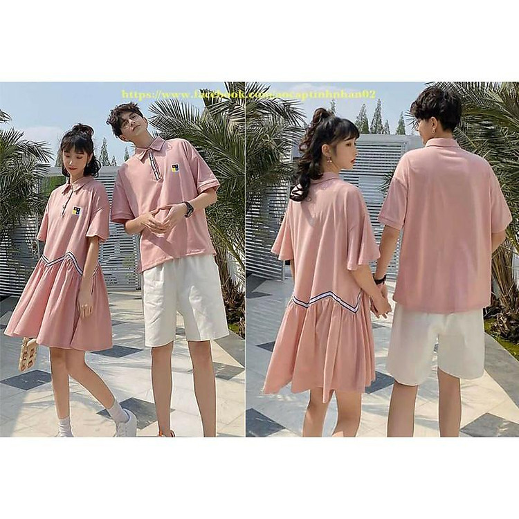 đồ đôi - váy áo đôi màu hồng nam nữ siêu đẹp