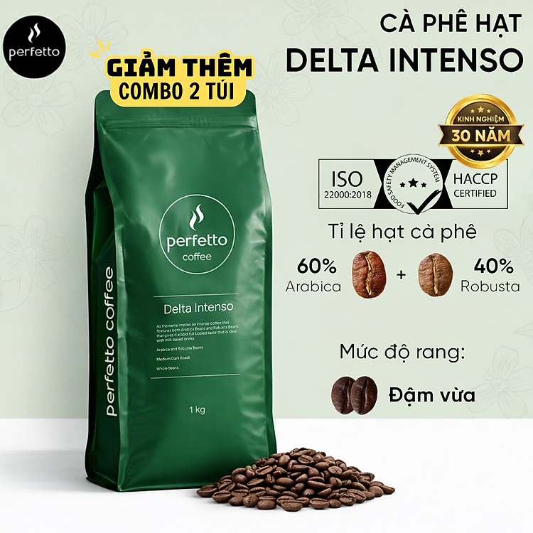 Cà Phê Hạt Nguyên Chất Perfetto Delta Series & House Blend 1000g (Classic / Intenso / Original / House Blend)
