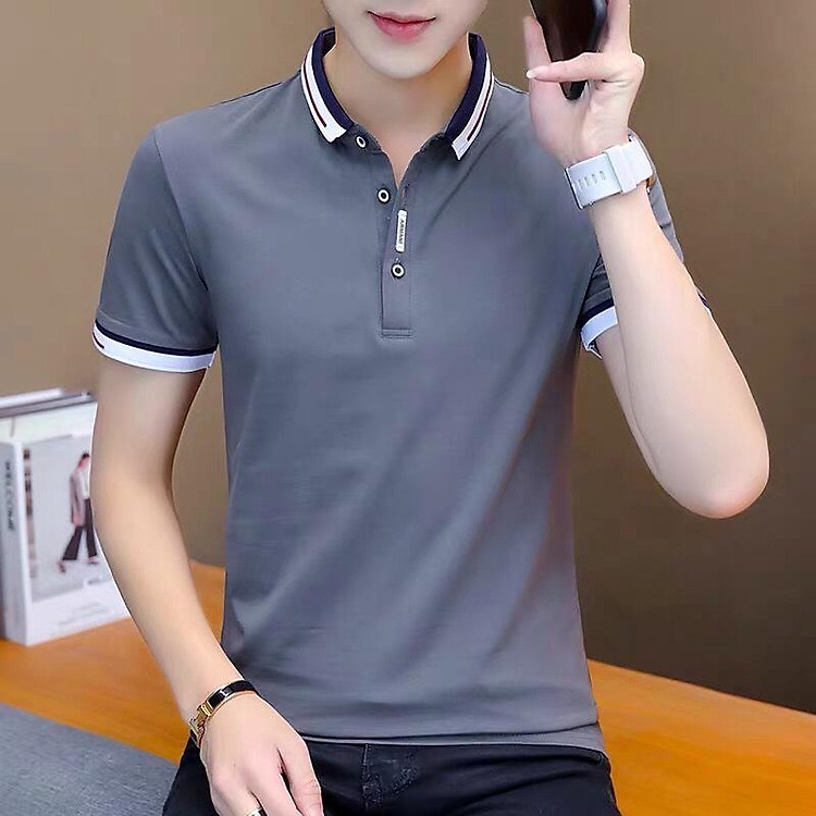 Áo thun nam có cổ hàn quốc cao cấp đẹp giá rẻ TCS sp xanh dương