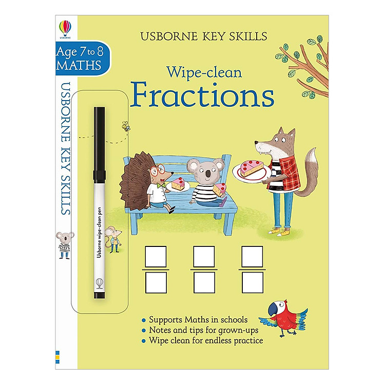 Sách tẩy xóa tiếng Anh - Usborne Usborne Key Skills Wipe-clean Fractions 7-8