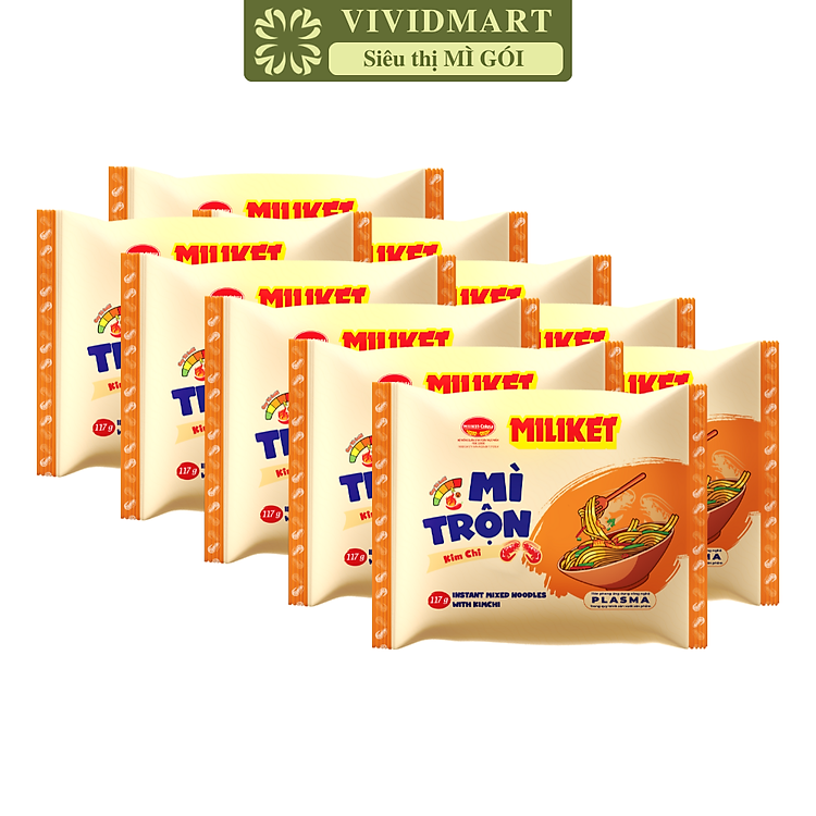 COLUSA - Mì trộn Miliket hương vị Kim chi, Mì trộn kim chi Miliket, Mì Miliket trộn kim chi ăn liền (117g/gói)