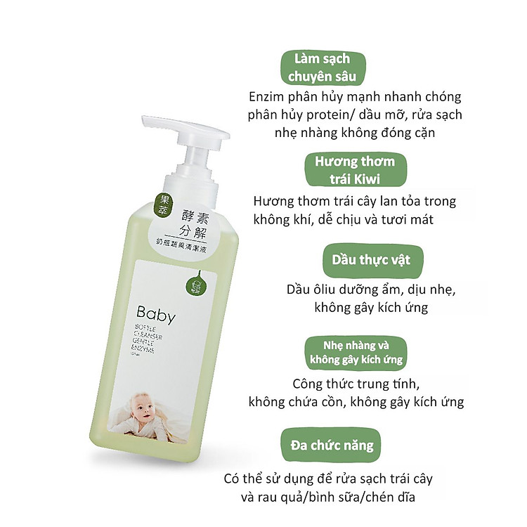Nước Rửa Bình Sữa & Rau Củ Kuku 800ML Chính hãng Giá tốt - Hình ảnh 2