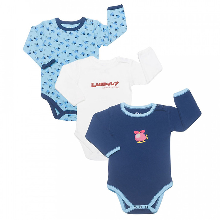 Set 3 Bộ Body Dài Tay LullabyBaby NH19-12 - Bé Trai