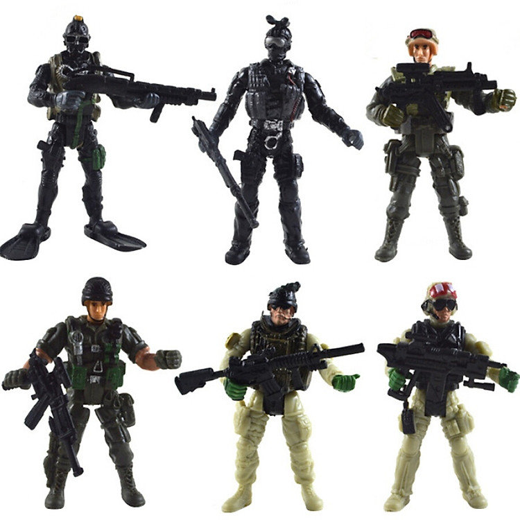 6Pcs/set American Soldiers Military Model Toy Heroic Soldier Modeling Movable Joints Toys for Boys Toys Gift for Children NEW