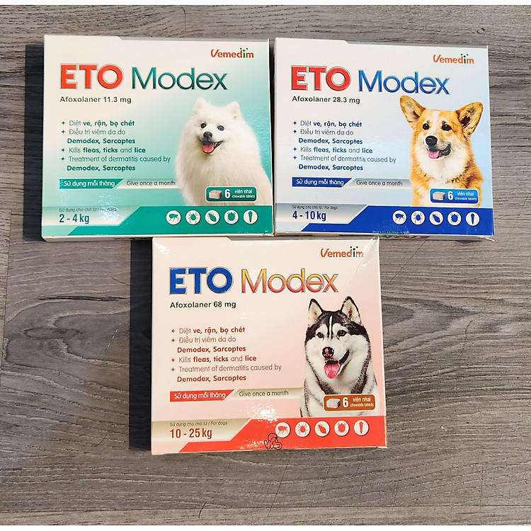 Viên Nhai ETO MODEX | Diệt Ve Rận, Bọ Chét, Ghẻ Demodex cho Chó